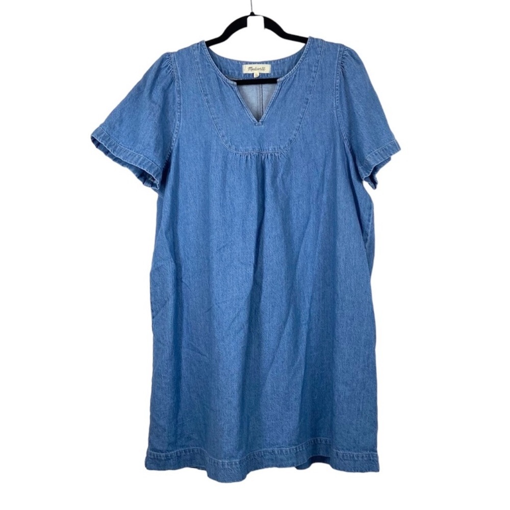 Madewell Dress Swing Denim Popover Peasant
Short Sleeve Linen Blend